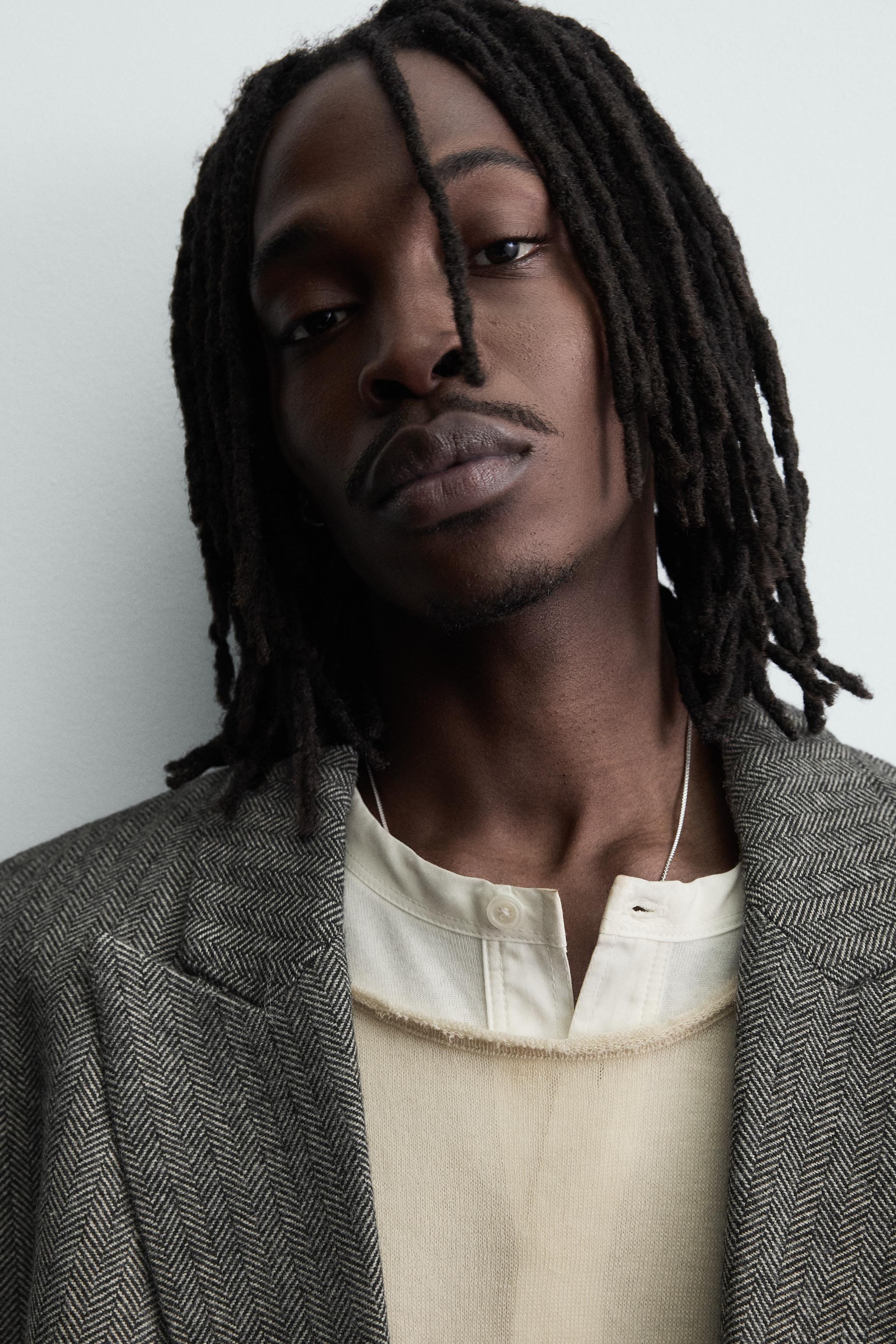 VESTE DE COSTUME STRUCTURÉE À CHEVRONS AVEC LAINE